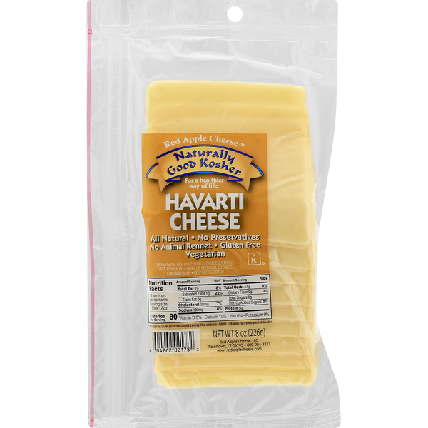 Kosher Foods Red Apple Cheese Cheese Slices, Havarti hero