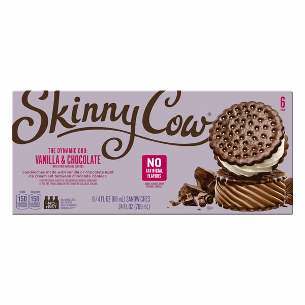 Ice Cream & Ice Skinny Cow Vanilla & Chocolate Ice Cream Sandwiches hero