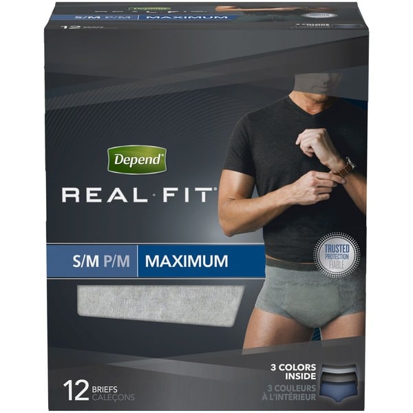 Deodorants Depend Fit-Flex Incontinence Underwear for Men, Maximum Absorbency, S/M, Gray hero