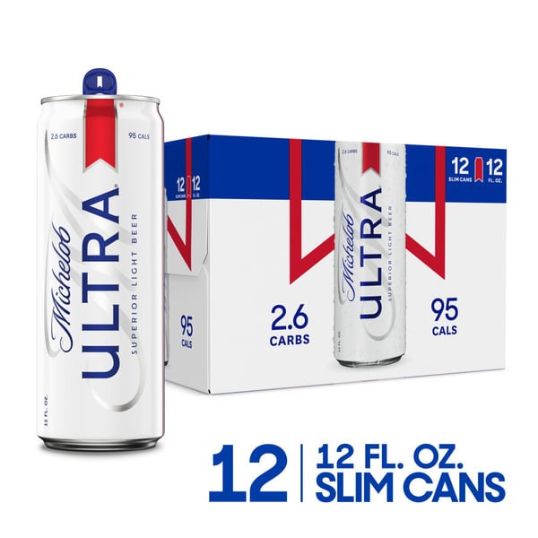 Beers & Coolers Michelob ULTRA Light Beer, 12 Pack Beer, 12 FL OZ Cans hero