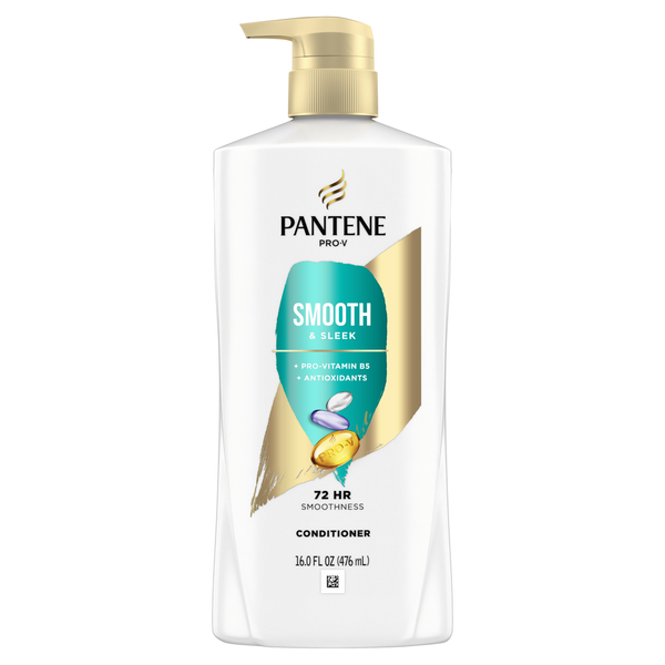 Hair Care Pantene Conditioner, Smooth and Sleek for Dry Frizzy Hair, Color Safe, with pump hero