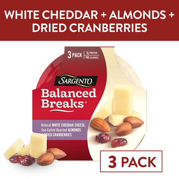 Cheese Sargento Balanced Breaks, White Cheddar/Almonds/Dried Cranberries, 3 Pack hero