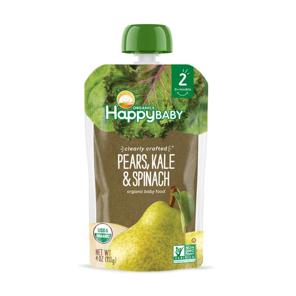 Baby Food & Formula Happy Baby Organics Clearly Crafted Stage 2 Pears, Kale & Spinach Pouch hero