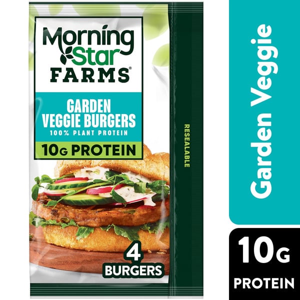 Frozen Vegan & Vegetarian Morning Star Farms Plant Based Veggie Burgers, Vegan Meat, Frozen Meal Starter, Garden Veggie hero