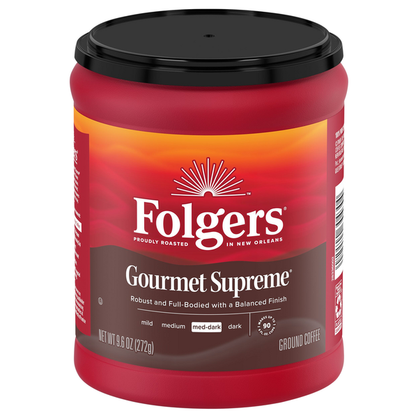 Coffee Folgers Coffee, Ground, Med-Dark, Gourmet Supreme hero