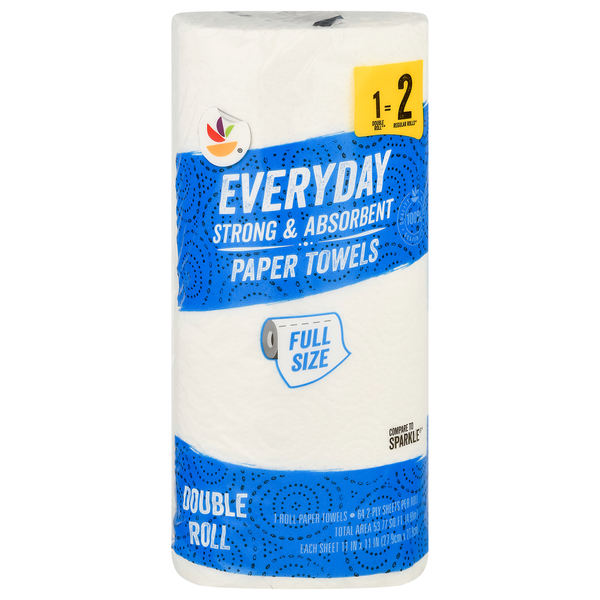 Store Brand Paper Towels, Double Roll, Strong & Absorbent, Full Size, Everyday, 2-Ply hero