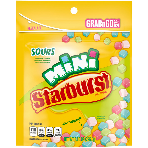 Mint & Gum STARBURST Minis Size Sour Candy Fruit Chews Grab N Go hero