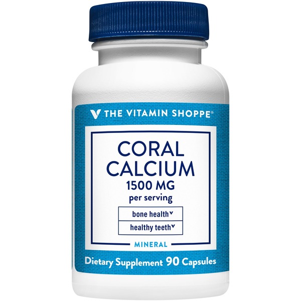 Calcium The Vitamin Shoppe Coral Calcium - Eco-Safe Source of Calcium, Magnesium, & Trace Minerals - 1,500 MG (90 Capsules) hero