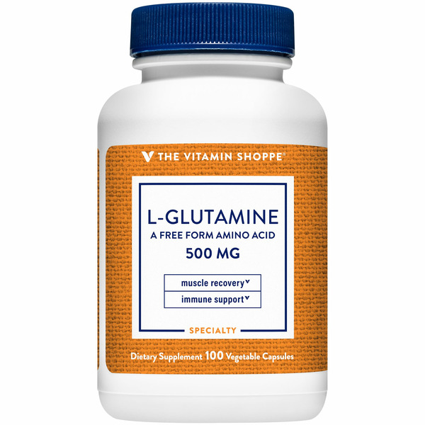 Immune Support The Vitamin Shoppe L-Glutamine Powder - Free Form Amino Acid - 500 MG (100 Capsules) hero