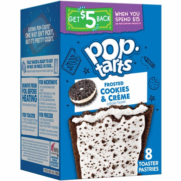 Pop-Tarts Toaster Pastries, Breakfast Foods, Kids Snacks, Frosted Cookies and Creme hero