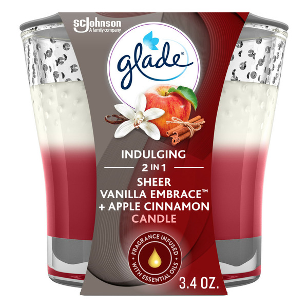 Air Fresheners & Candles Glade® Scented Candle, Indulging Sheer Vanilla Embrace & Apple Cinnamon hero