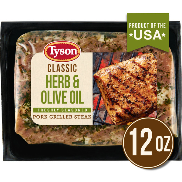 Fresh Pork & Ham Tyson Pork Griller Steak, Herb and Olive Oil Marinade hero