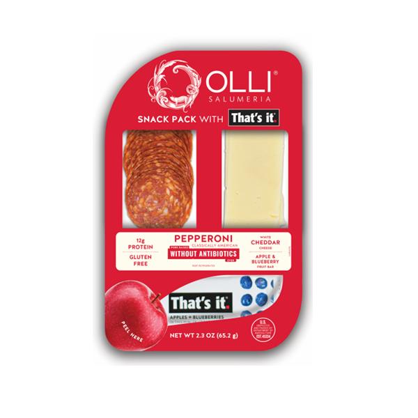 Prepared Meals Olli Salumeria Pepperoni, White Cheddar Cheese & Apple & Blueberry Bar hero