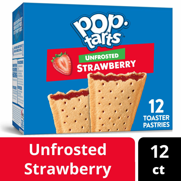 Breakfast Bars & Pastries Pop-Tarts Toaster Pastries, Breakfast Foods, Kids Snacks, Unfrosted Strawberry hero