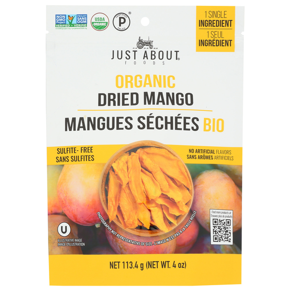 Just About Foods Organic Dried Mango Strips hero