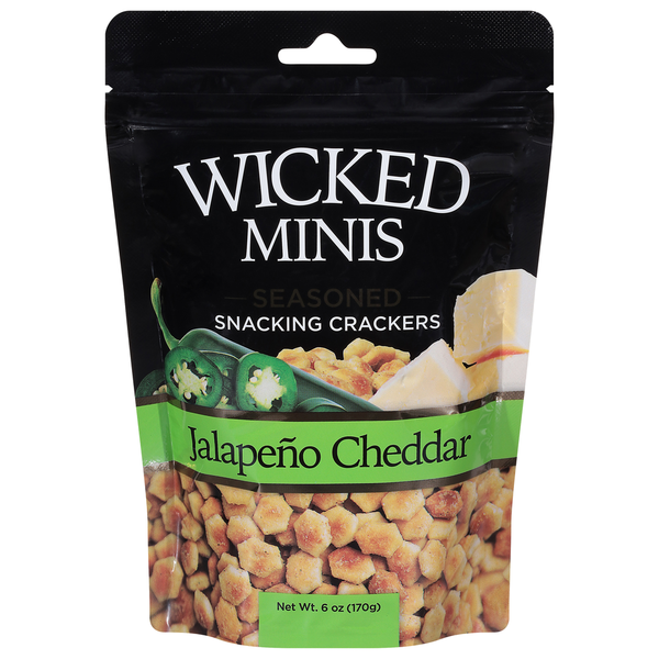 Crackers Wicked Minis Snacking Crackers, Seasoned, Jalapeno Cheddar hero