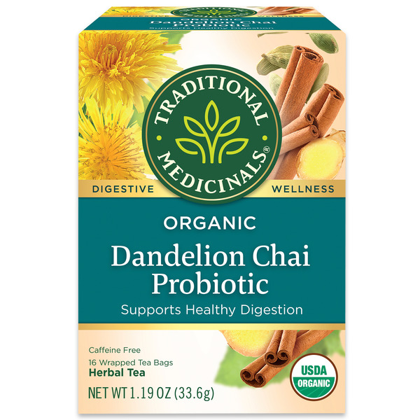 Tea Traditional Medicinals Organic Dandelion Chai Probiotic, Caffeine Free Herbal Tea hero