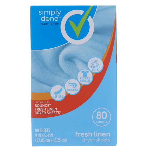 Simply Done Dryer Sheets, Fresh Linen hero