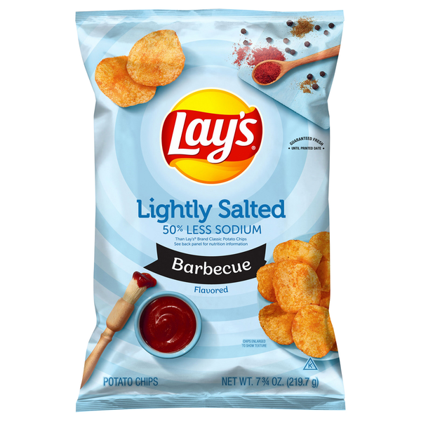 Chips & Pretzels Lay's Potato Chips, Barbecue Flavored, Lightly Salted hero