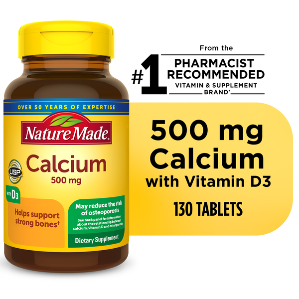 Vitamins & Supplements Nature Made Calcium 500 mg with Vitamin D3 Tablets hero