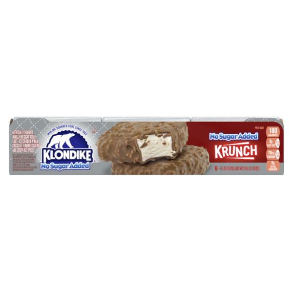 Ice Cream & Ice Klondike Frozen Dairy Dessert Bars No Sugar Added Krunch hero