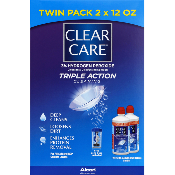 Eye & Ear Care Alcon CLEAR CARE Cleaning & Disinfecting Solution, Triple Action Cleaning, Twin Pack hero