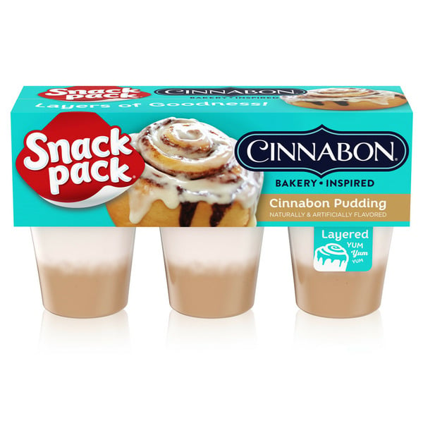 Doughs, Gelatins & Bake Mixes Snack Pack Cinnabon Bakery Inspired Flavored Pudding Cups hero