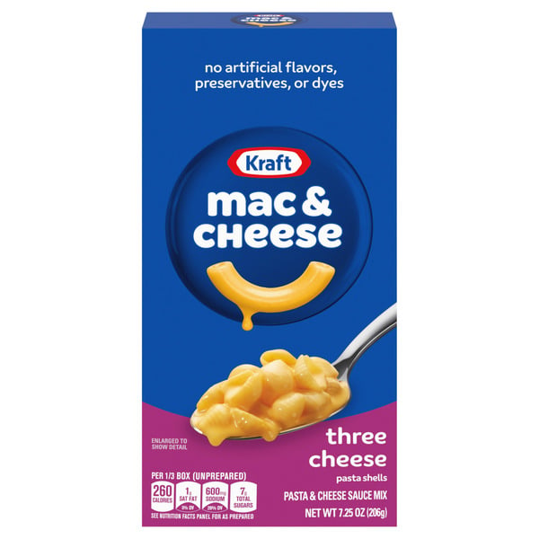 Instant Foods Kraft Three Cheese Mac & Cheese Macaroni and Cheese Dinner with Mini-Shell Pasta hero