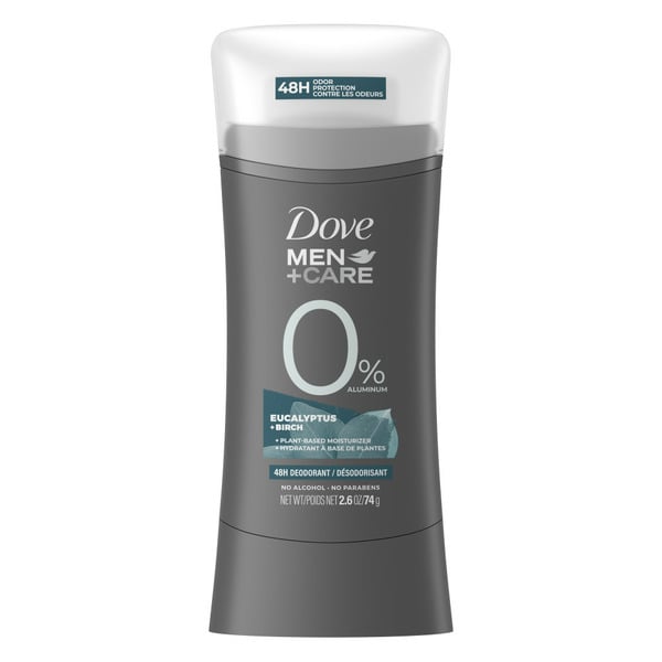 Deodorants Dove Men+Care 0% Deodorant Stick Eucalyptus+Birch hero