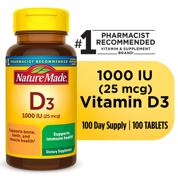 Supplements Nature Made Vitamin D3 1000 IU (25 mcg) Tablets hero