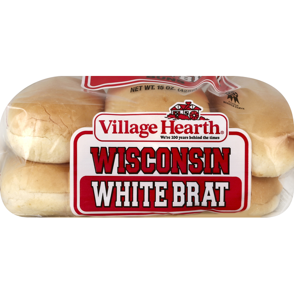 Buns & Rolls Village Hearth White Brat Buns, Wisconsin hero