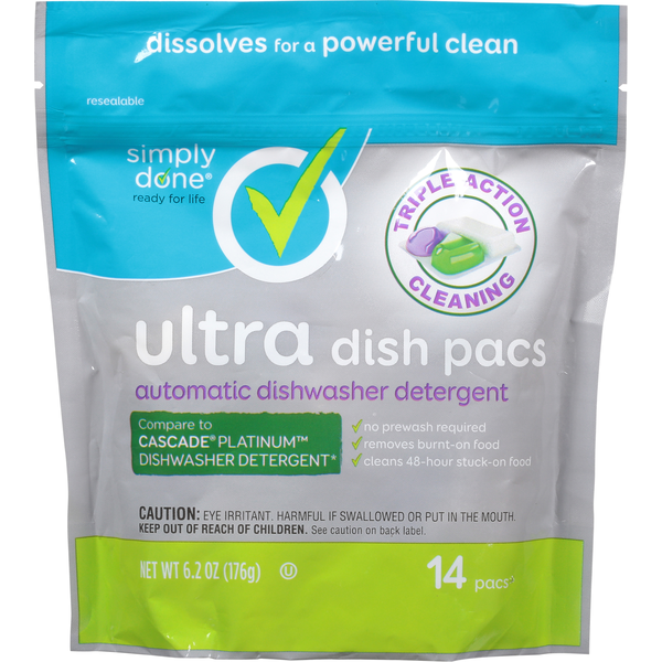 Dish Detergents Simply Done Dish Pacs, Ultra hero