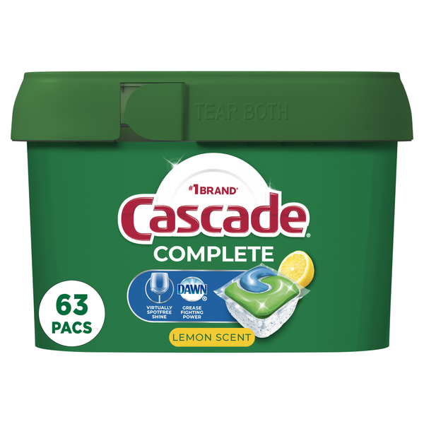 Cleaning Products Cascade Complete Pods, ActionPacs Dishwasher Detergent, Lemon hero