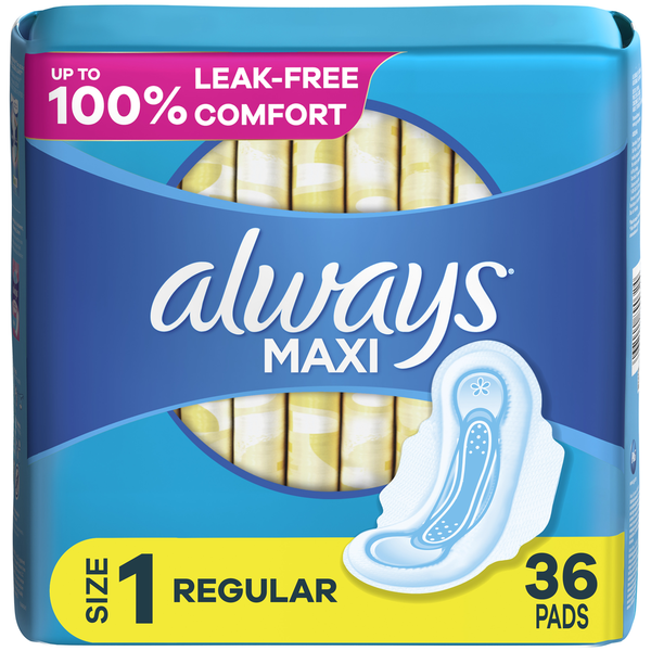 Feminine Care Always Maxi Regular Pads With Wings Unscented hero