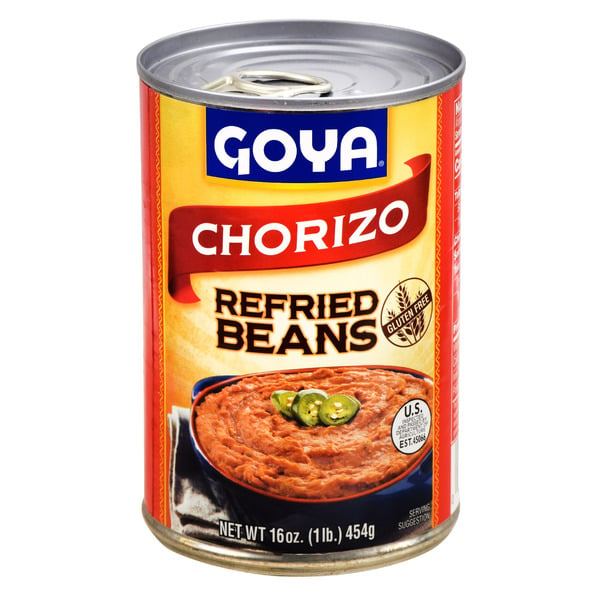 Canned Meals & Beans Goya Refried Beans, with Chorizo hero