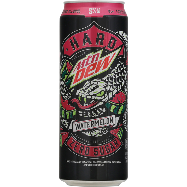 Mountain Dew Malt Beverage, Zero Sugar, Watermelon, Hard hero