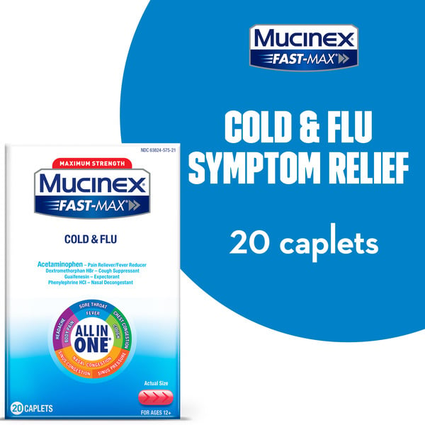 Cold, Flu & Allergy Mucinex Maximum Strength Fast Max Cold & Flu Caplets (Packaging May Vary) hero