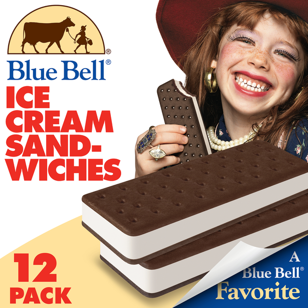 Ice Cream & Ice Blue Bell Ice Cream Sandwiches, Vanilla hero