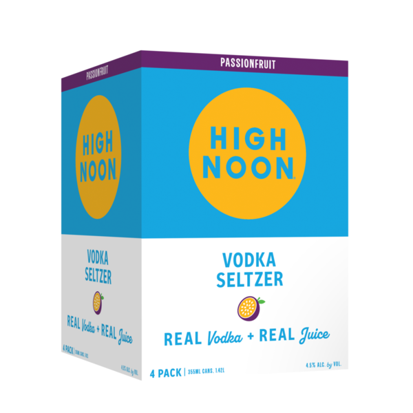 Water, Seltzer & Sparkling Water High Noon Passionfruit Vodka Hard Seltzer 355ml Can 4pk hero