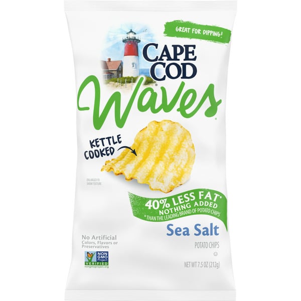 Chips & Pretzels Cape Cod Less Fat Sea Salt Waves Kettle Cooked Potato Chips hero