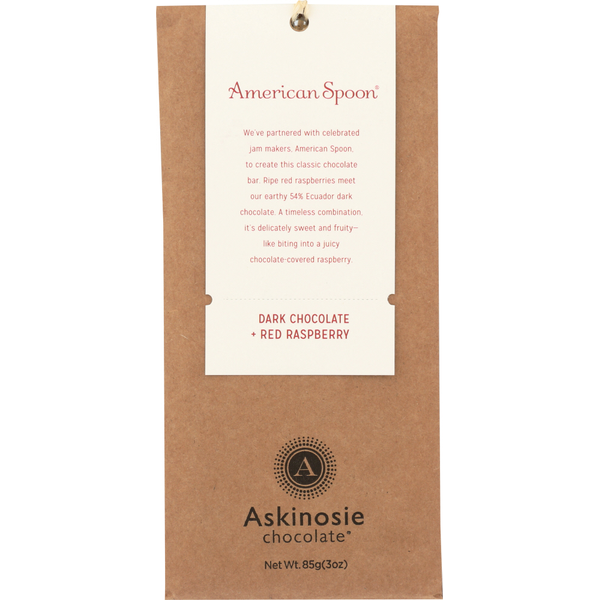 Candy & Chocolate Askinosie Chocolate Dark Chocolate + Red Raspberry Collabaration Bar hero