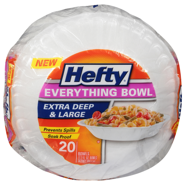 Plates, Bowls, Cups & Flatware Hefty Everything Bowl, Extra Deep, 27.2 Fluid Ounce, Large hero