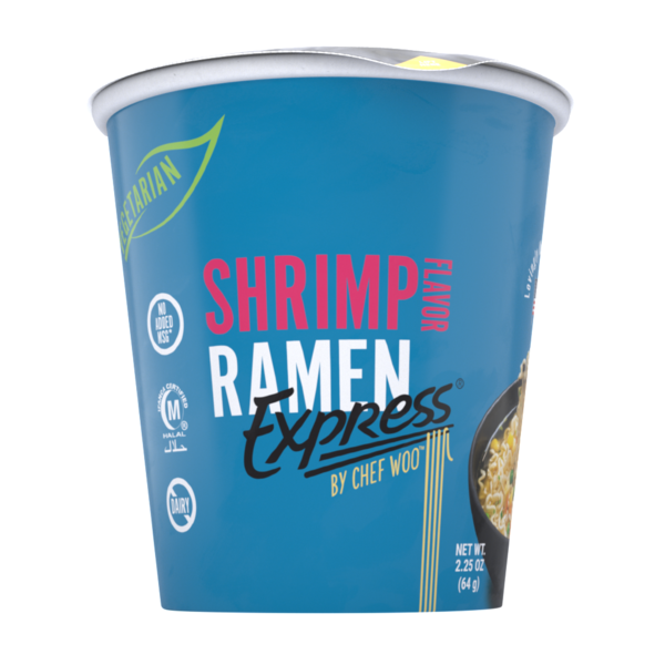 Instant Foods RAMEN EXPRESS by Chef Woo  Shrimp Ramen Noodle Cup by Chef Woo, No MSG, Halal hero