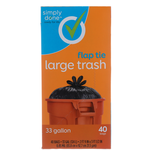 Trash Bags & Liners Simply Done Flap Tie Large Trash Bags hero