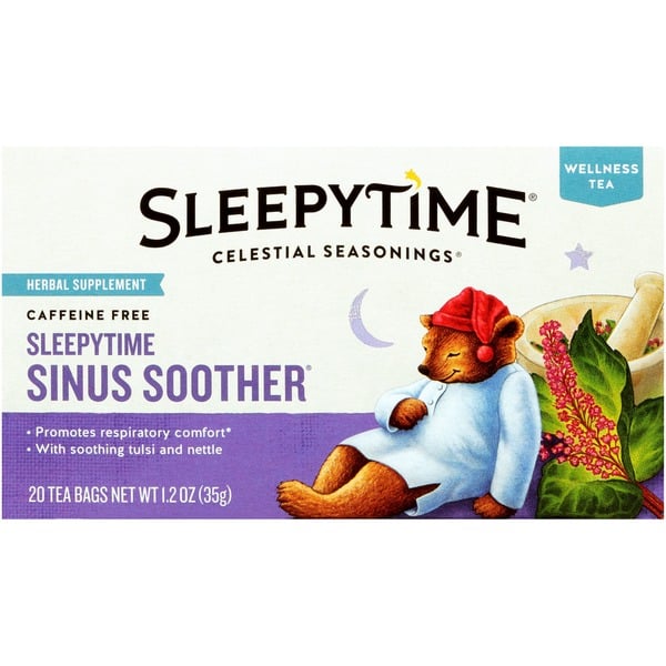 Tea Celestial Seasonings Herbal Supplement, Caffeine Free, Sinus Soother, Wellness Tea hero