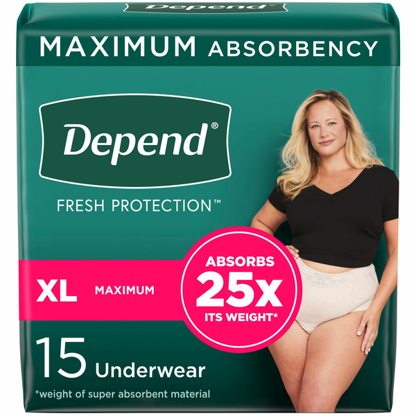 Adult Care Depend Fresh Protection Women's Adult Incontinence Underwear, XL, Blush hero