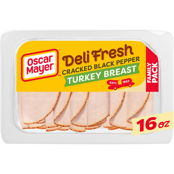 Lunch Meat Oscar Mayer Deli Fresh Cracked Black Pepper Turkey Breast Sliced Sandwich Lunch Meat hero