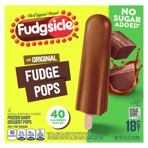 Frozen Dessert & Novelties Popsicle Fudgsicle Original Fudge Pops No Sugar Added hero