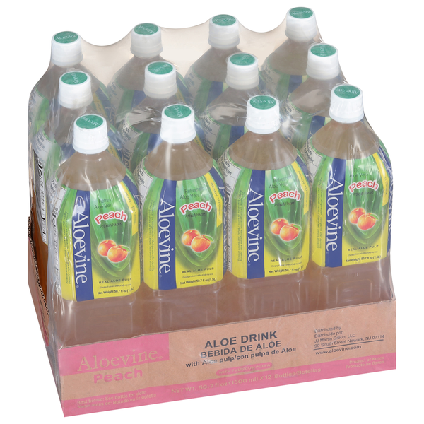 Juice & Nectars Aloevine Aloe Vera Drink, Refreshing, Peach hero