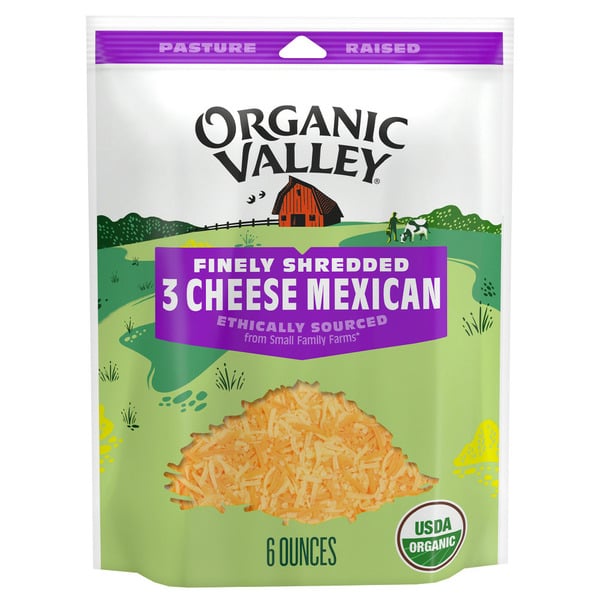 Packaged Cheese Organic Valley 3 Cheese Organic Finely Shredded Mexican Cheese Blend hero